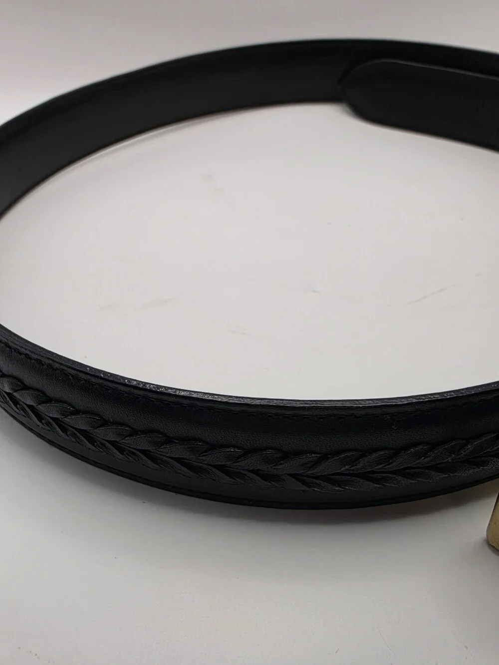 Coach Black Leather Braided Belt Size 36 Brass Buckle Full Grain 6918 Classic